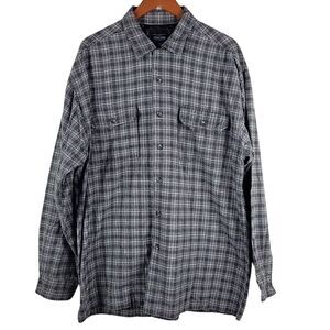 VTG Anchor Blue Flannel Shirt Jacket XL Loop Collar Grunge Skater 90 Y2K Shacket